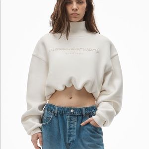 Alexander wang mock neck sweatshirt crop in white